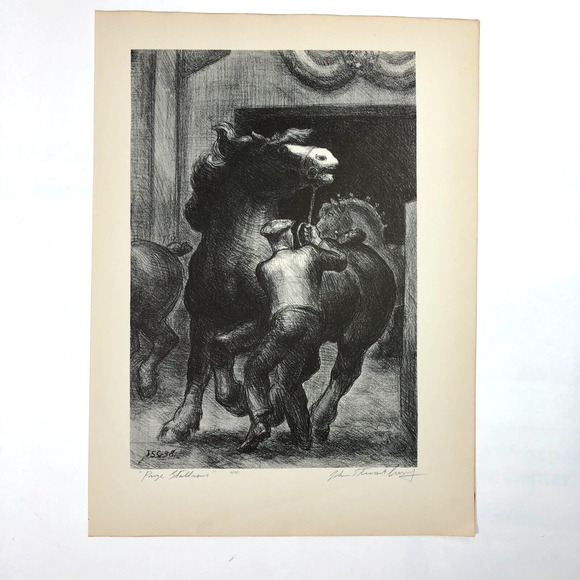 John Steuart Curry Prize Stallions Art 1930s Print Treasury Collection Sketch - Picture 3 of 11